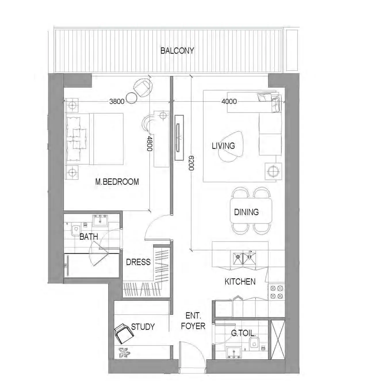 Floor plan — 1 BR