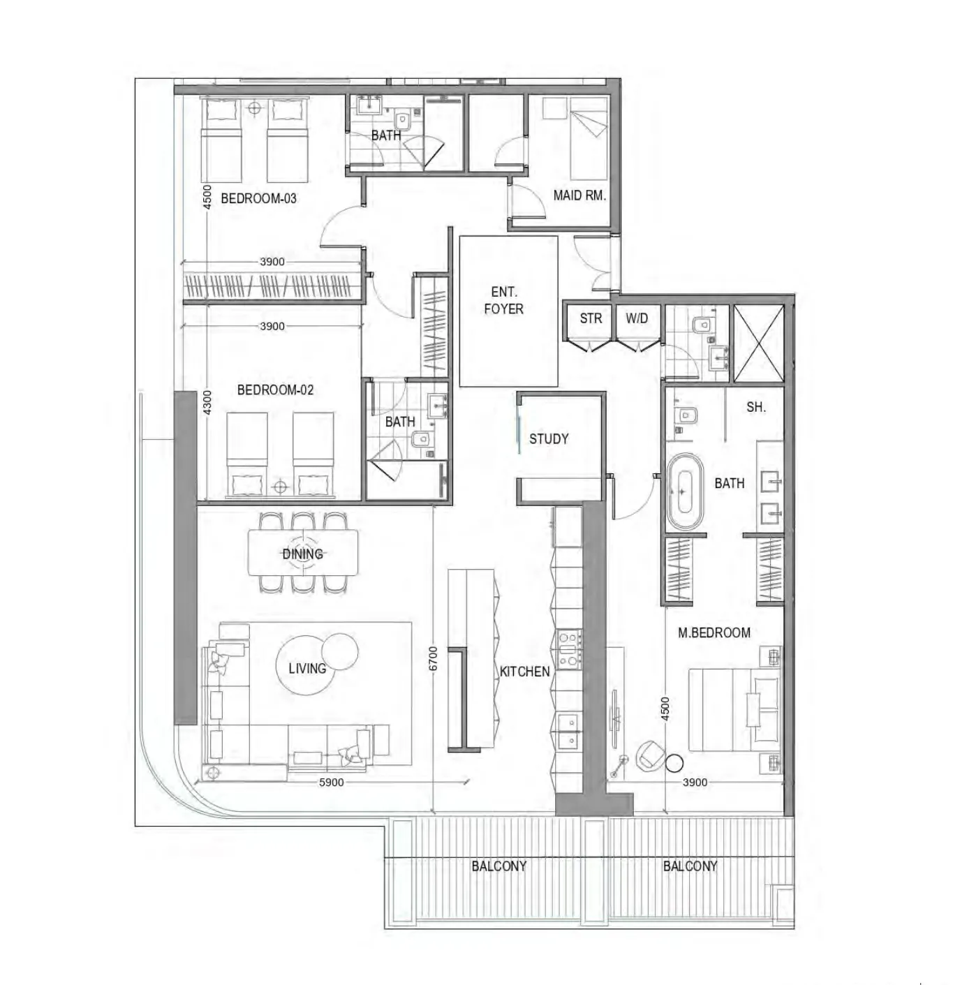 Floor plan — 3 BR