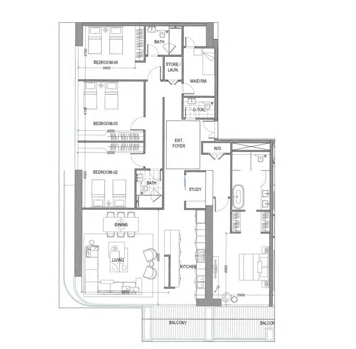 Floor plan — 4 BR