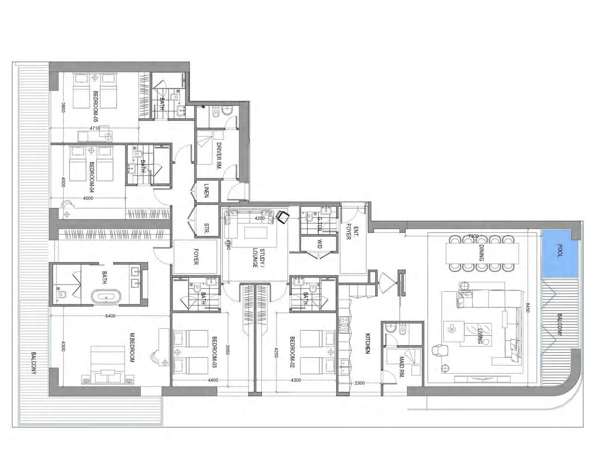 Floor plan — 5 BR