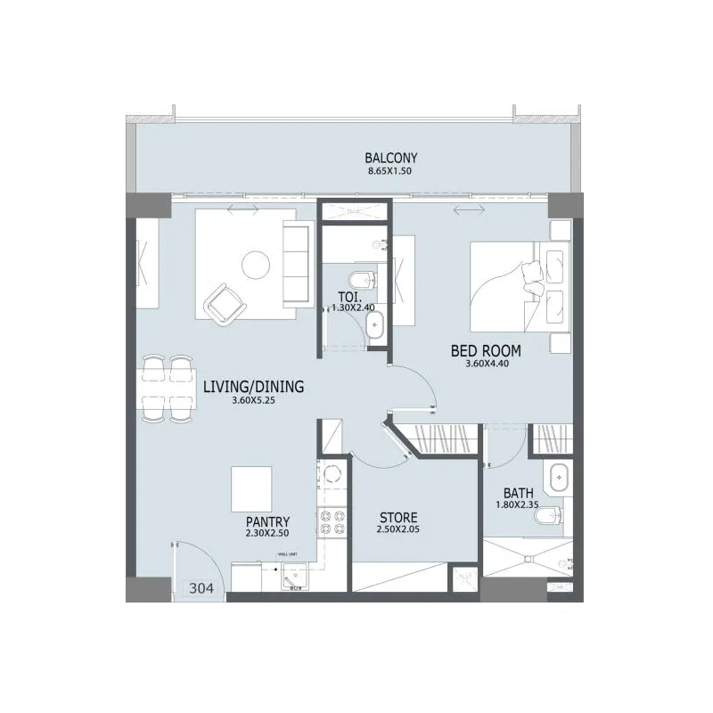 Floor plan — 1.5 BR