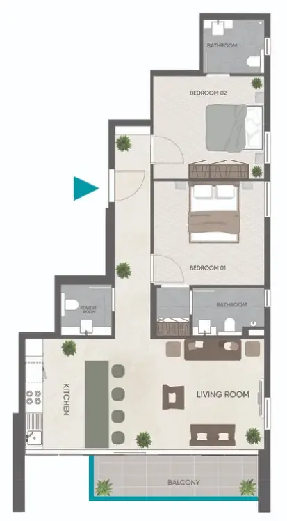 Floor plan — 2 BR