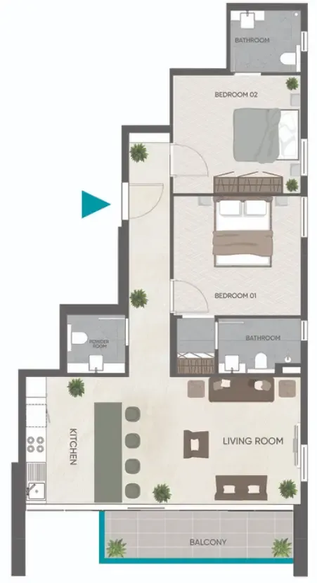 Floor plan — 2 BR