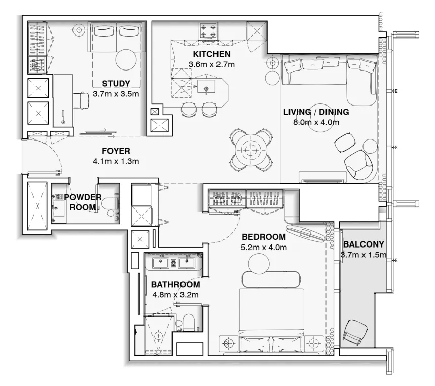 Floor plan — 1.5 BR