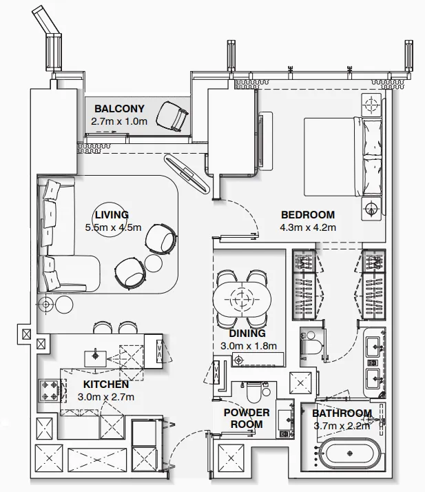 Floor plan — 1 BR