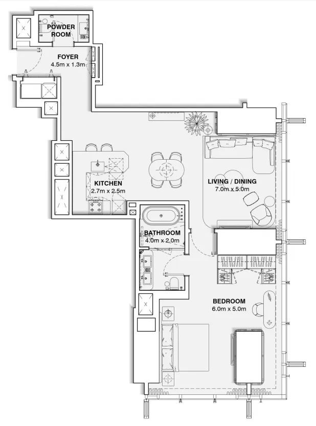 Floor plan — 1 BR