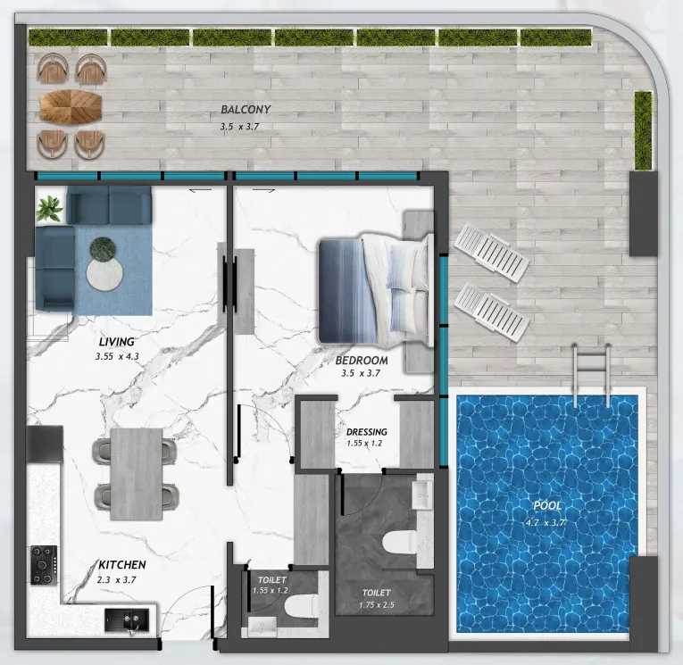 Floor plan — 1 BR