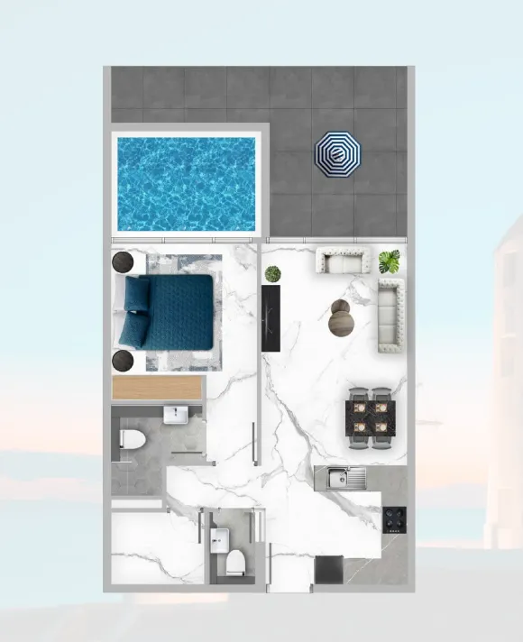 Floor plan — 1 BR