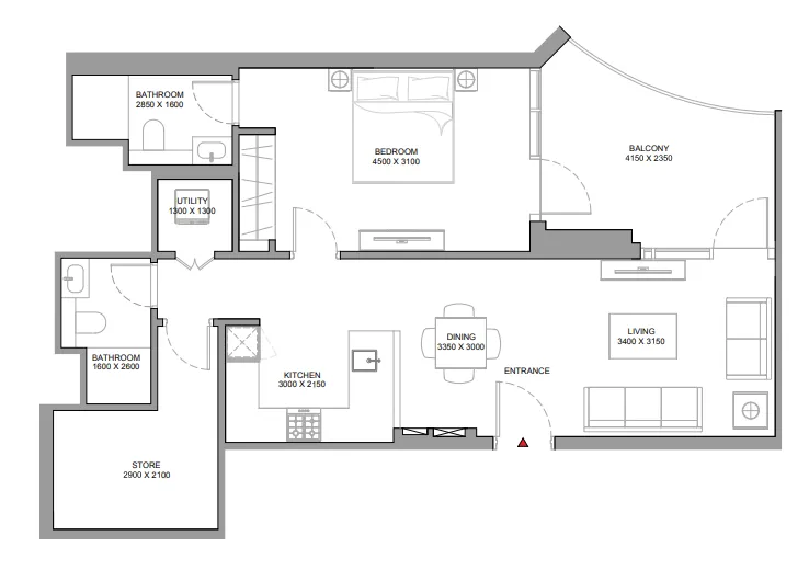Floor plan — 1 BR