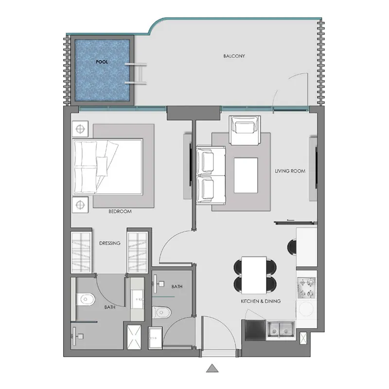 Floor plan — 1 BR