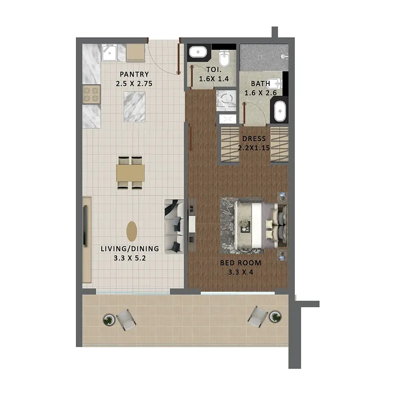 Floor plan — 1 BR