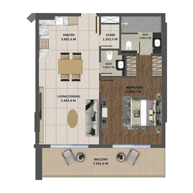 Floor plan — 1 BR