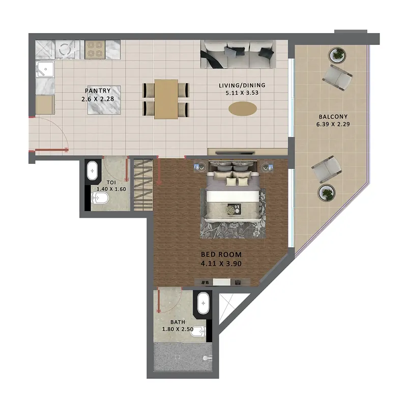 Floor plan — 1 BR