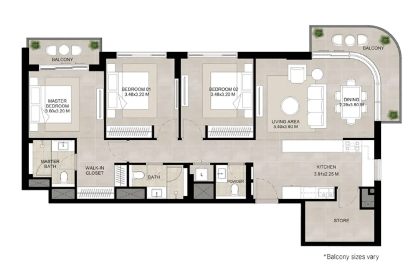 Floor plan — 3 BR
