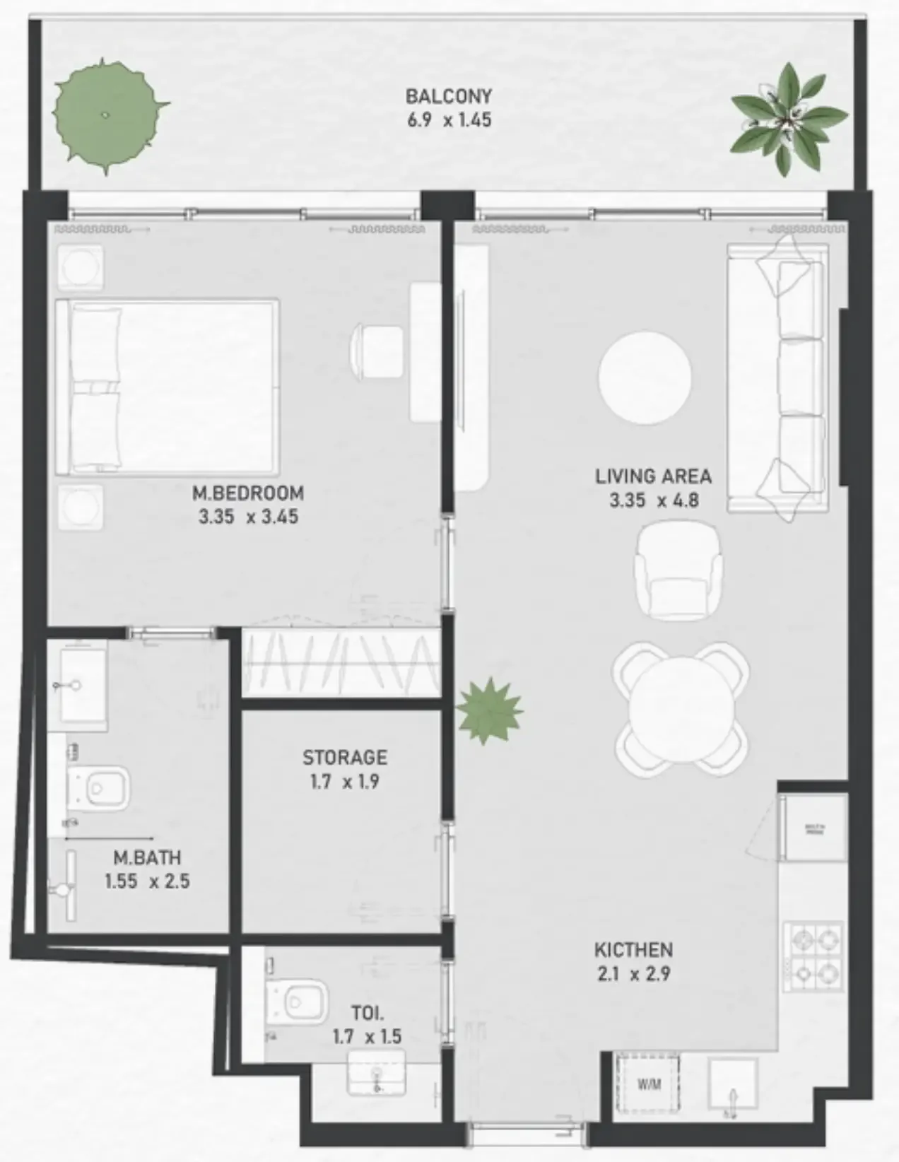Floor plan — 1 BR
