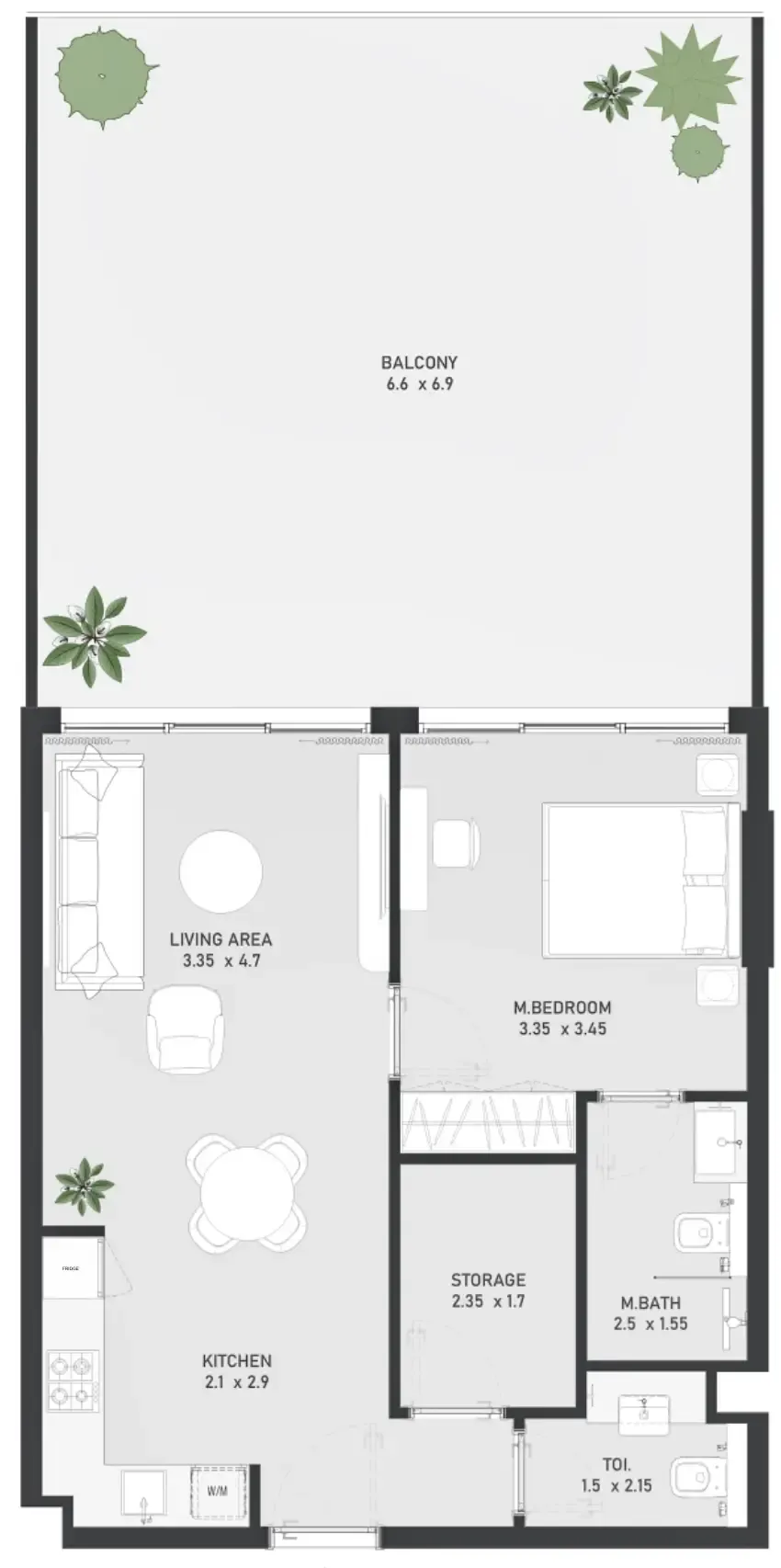 Floor plan — 1 BR