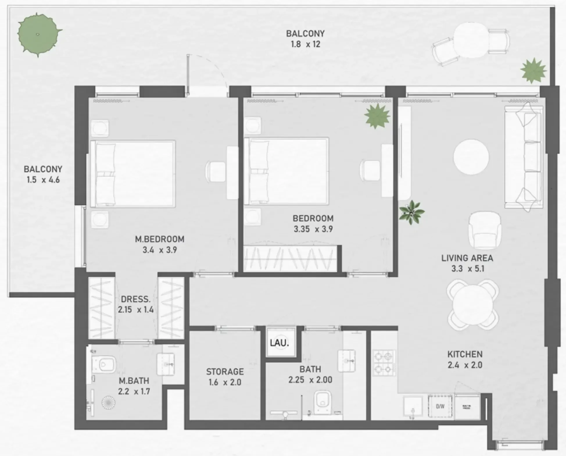 Floor plan — 2 BR