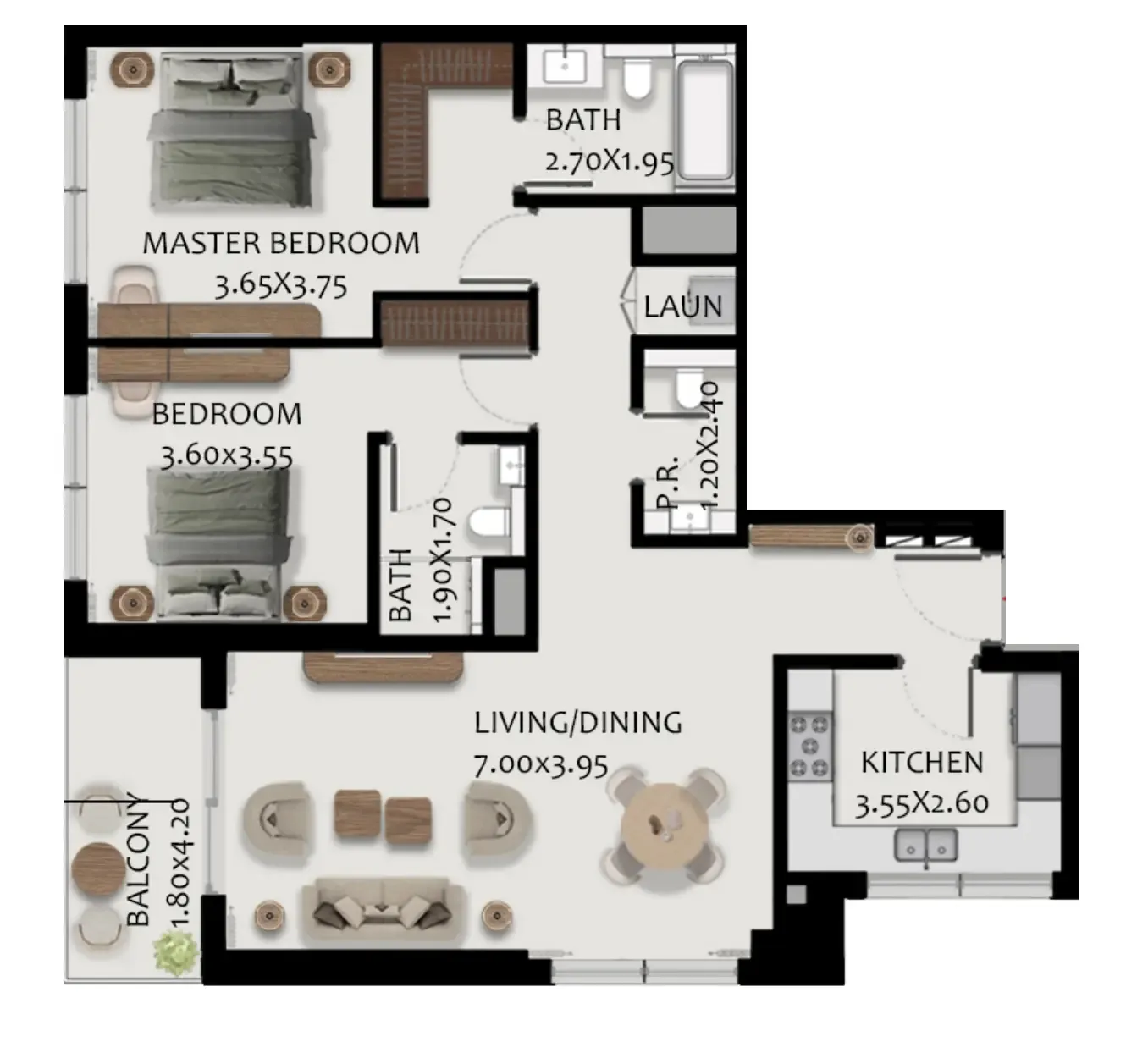 Floor plan — 2 BR
