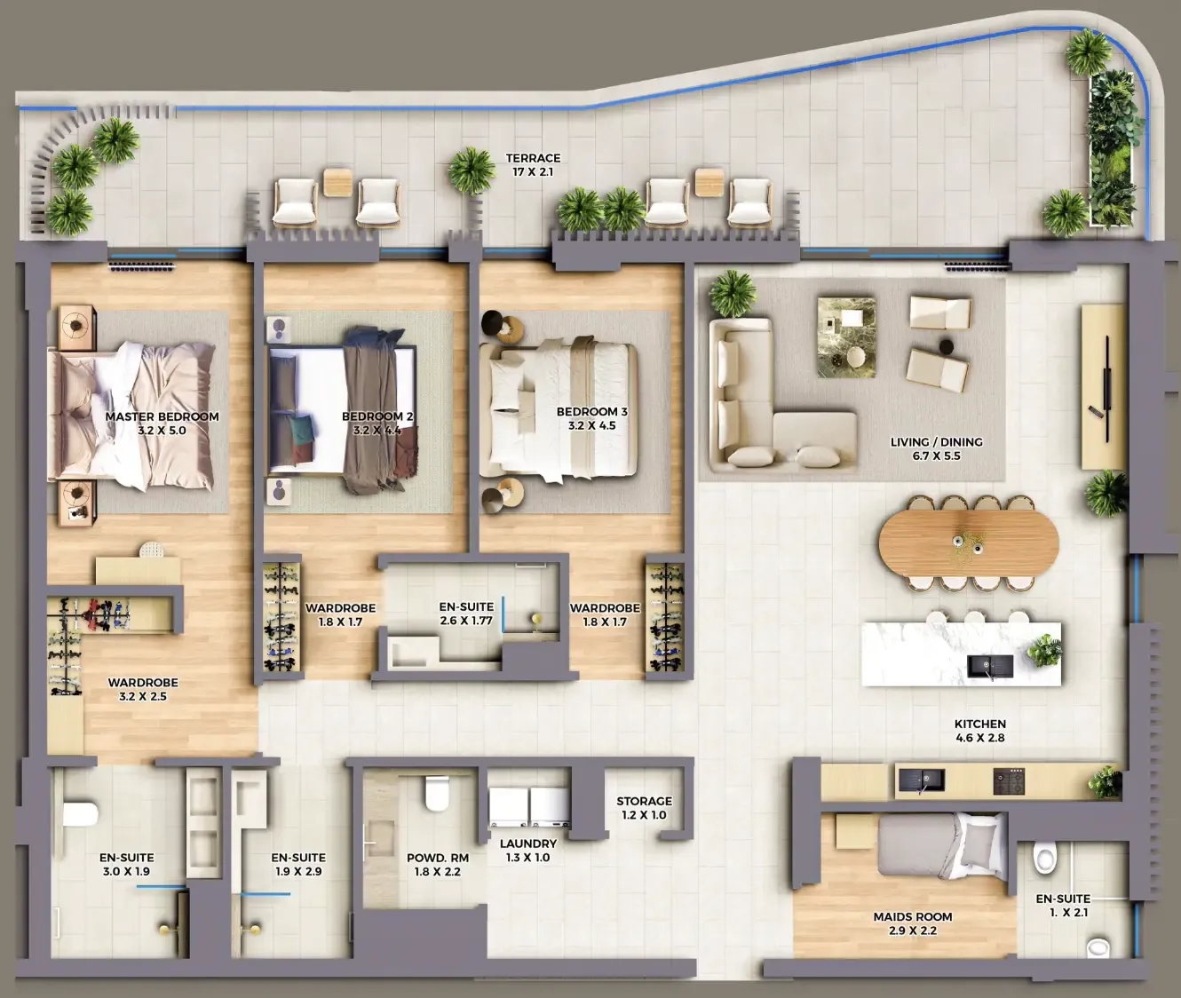 Floor plan — 3 BR