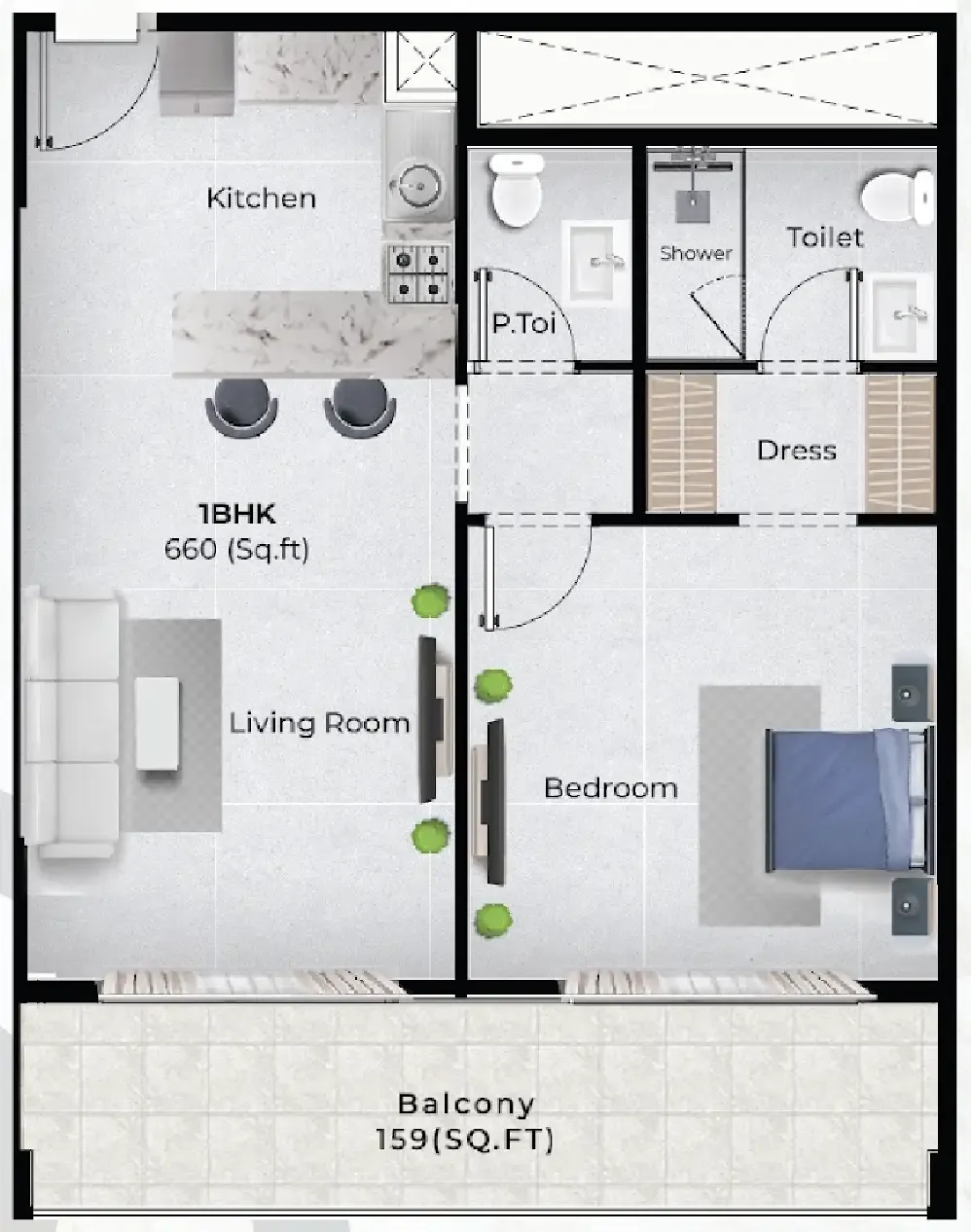 Floor plan — 1 BR