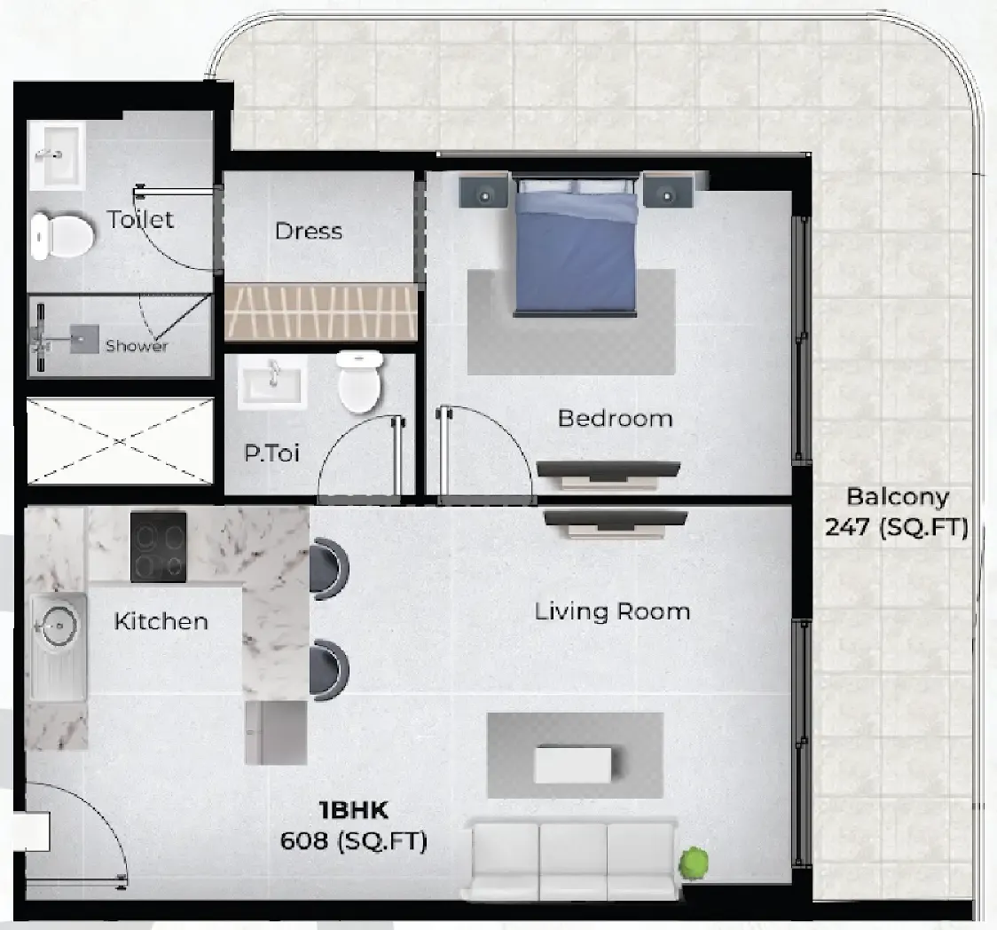 Floor plan — 1 BR