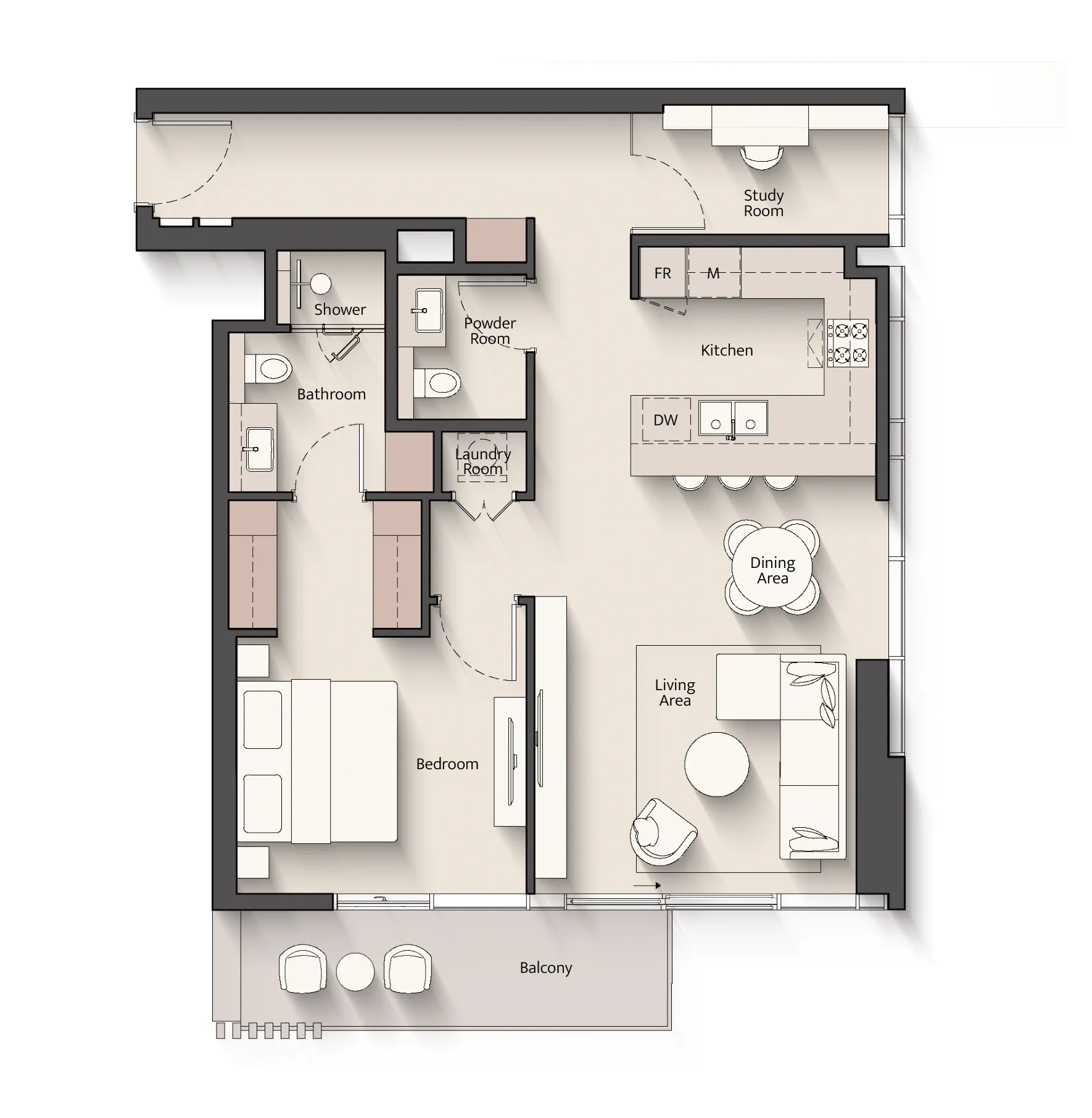 Floor plan — 1.5 BR