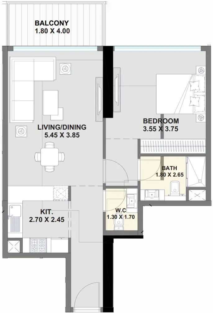 Floor plan — 1 BR