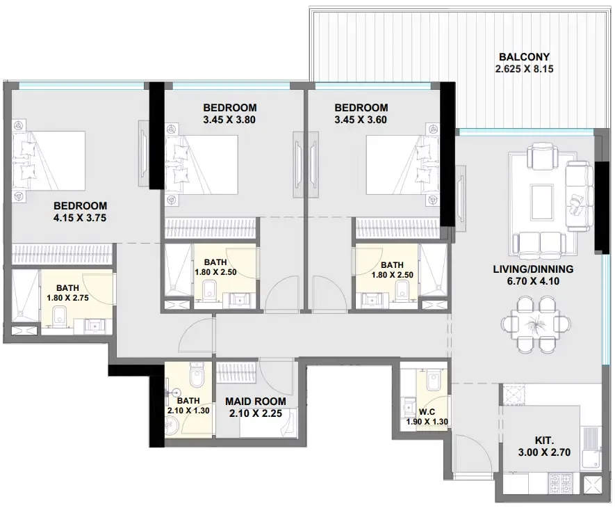 Floor plan — 3.5 BR