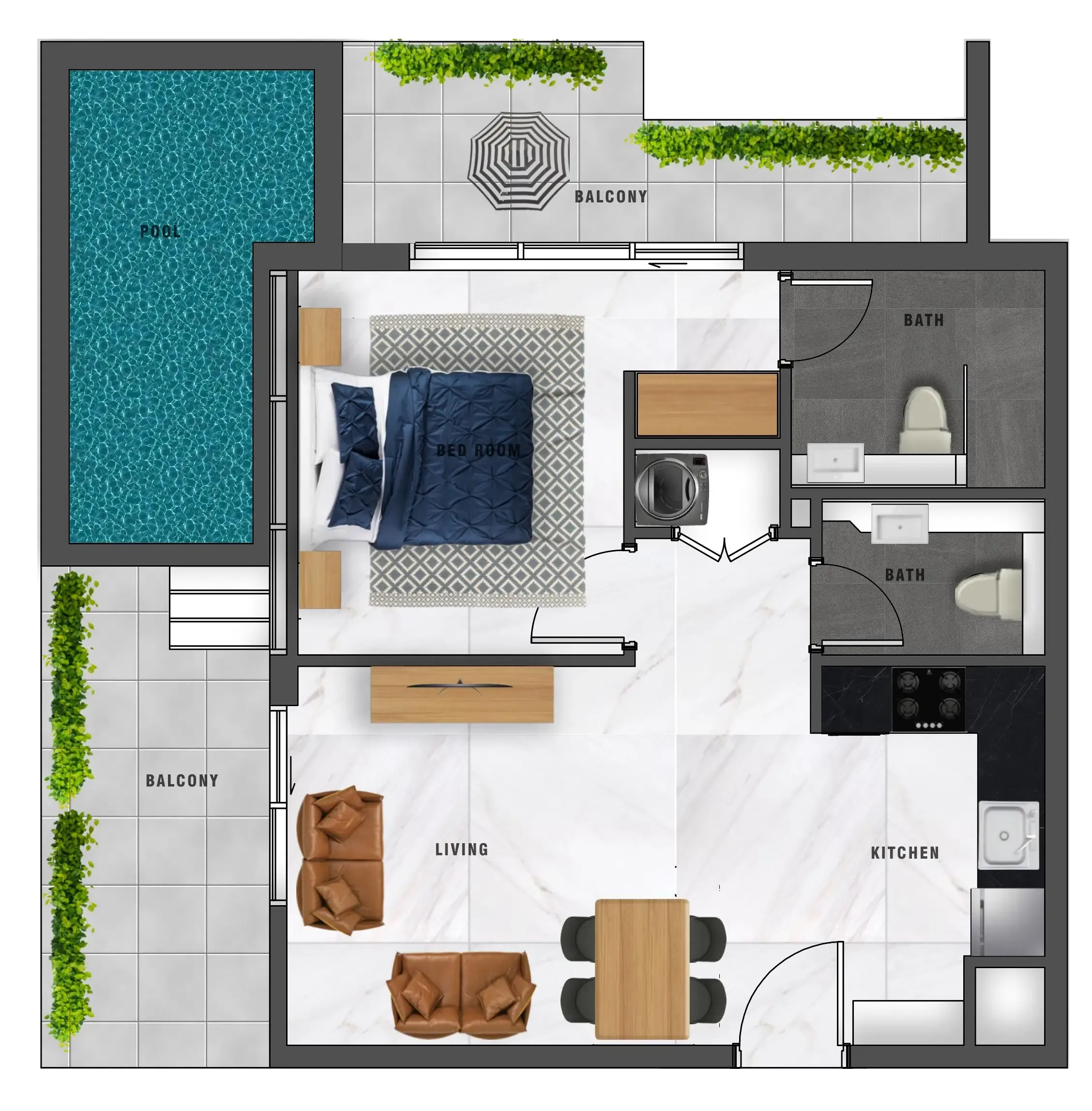 Floor plan — 1 BR
