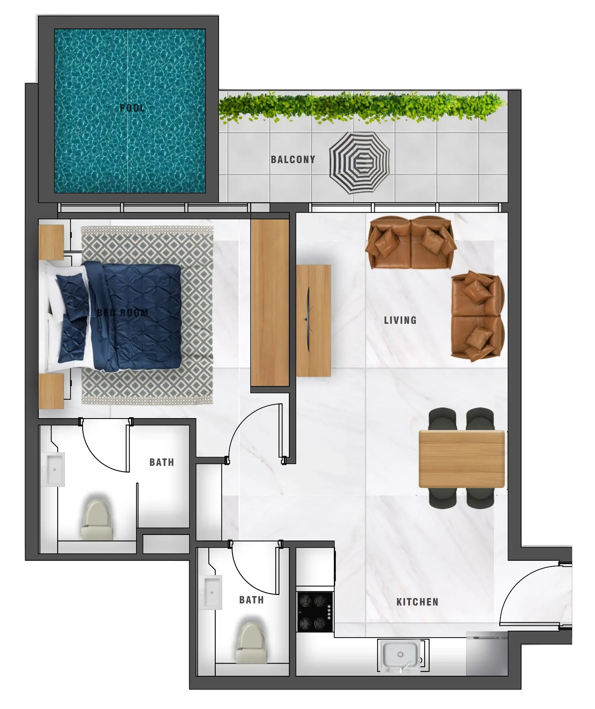 Floor plan — 1 BR