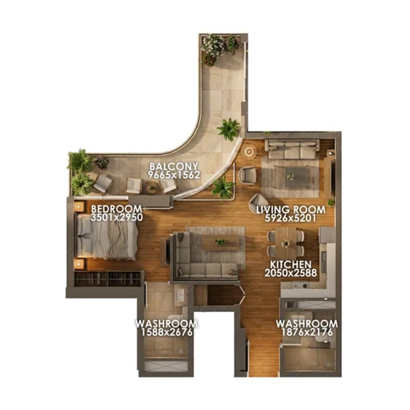 Floor plan — 1 BR