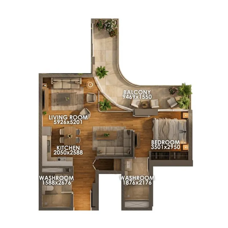 Floor plan — 1 BR