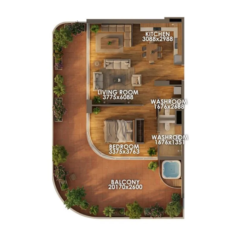 Floor plan — 1 BR