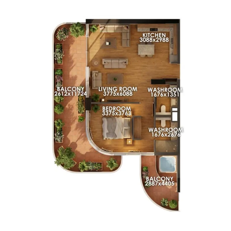 Floor plan — 1 BR