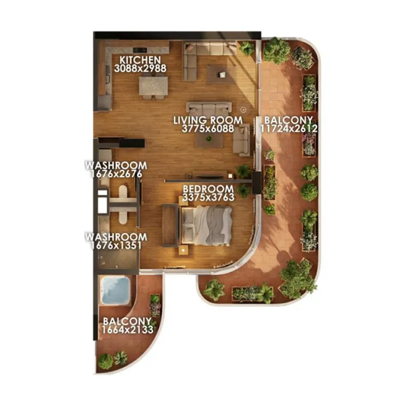 Floor plan — 1 BR