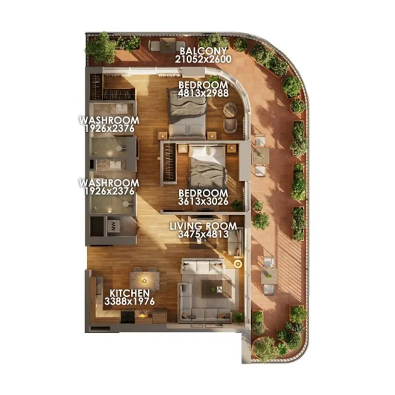 Floor plan — 2 BR