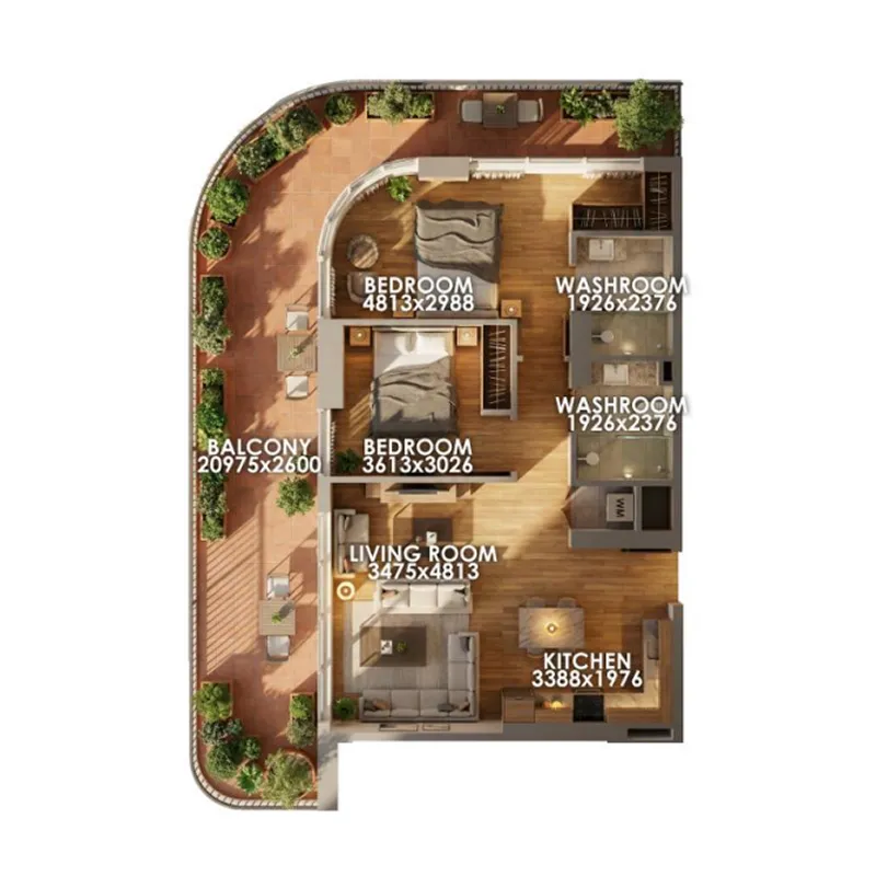 Floor plan — 2 BR