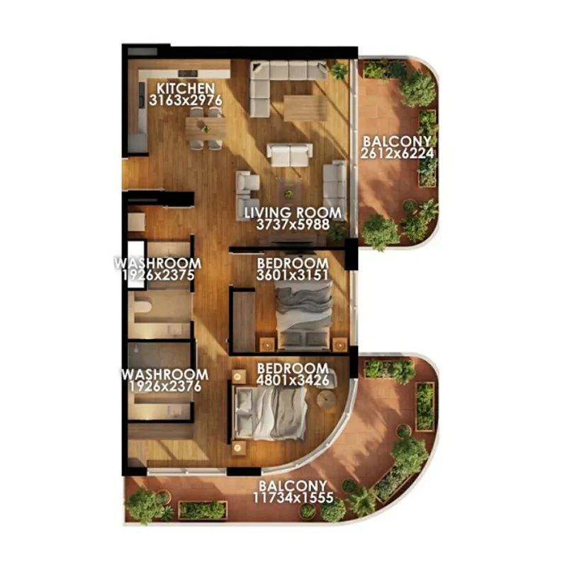 Floor plan — 2 BR