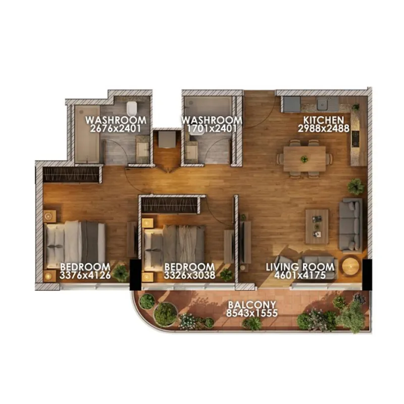 Floor plan — 2 BR