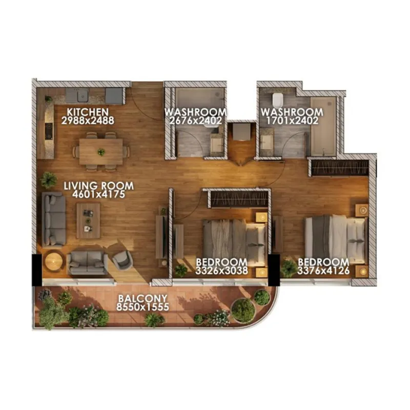 Floor plan — 2 BR