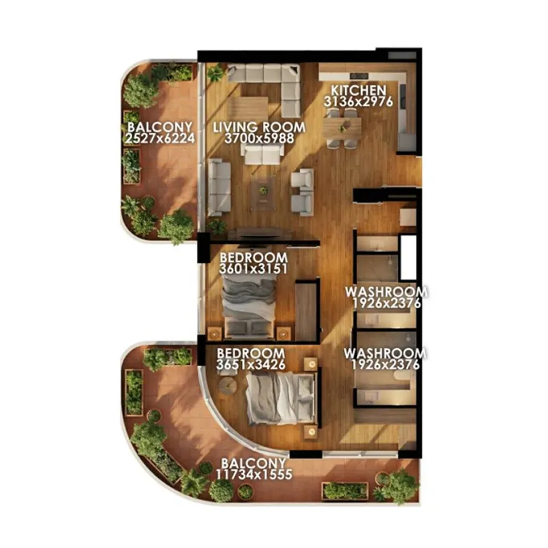 Floor plan — 2 BR