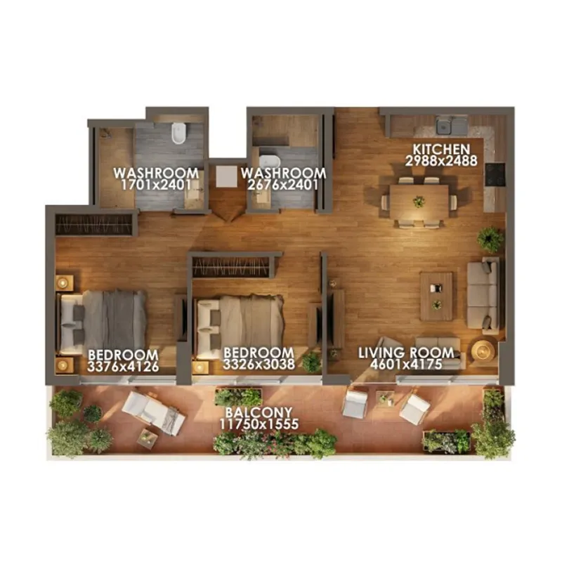 Floor plan — 2 BR