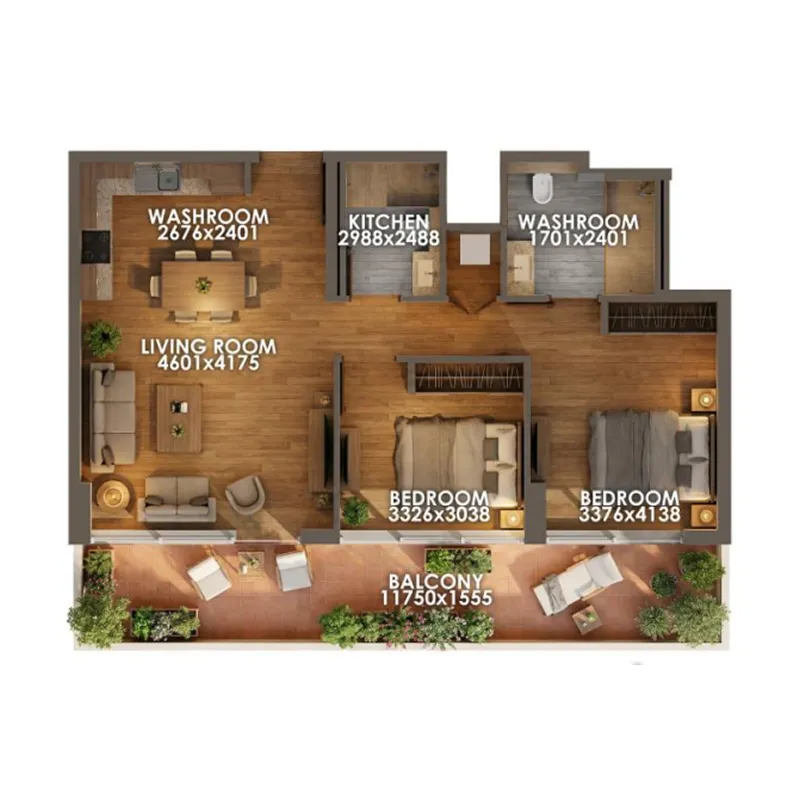 Floor plan — 2 BR