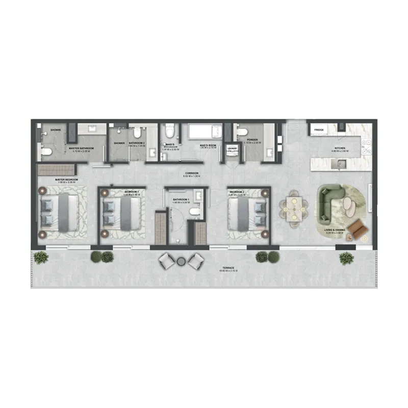 Floor plan — 3 BR