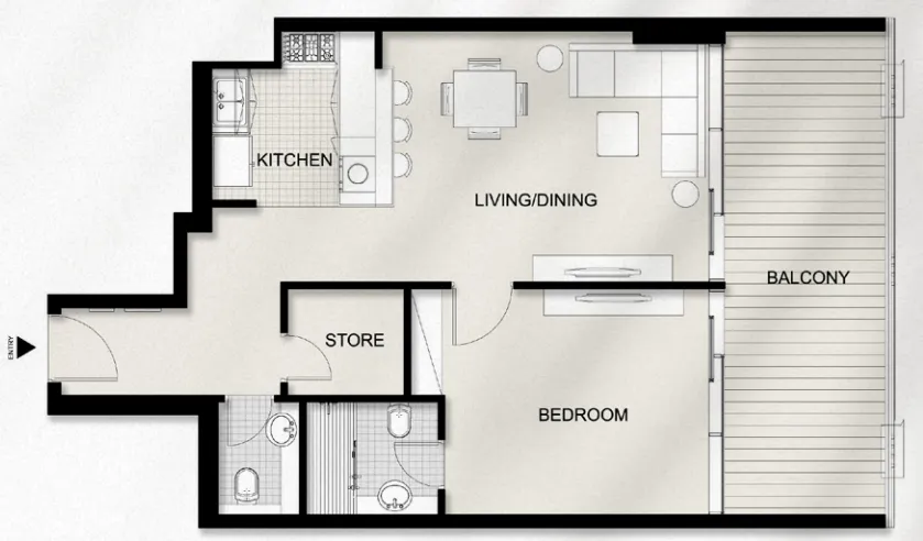 Floor plan — 1.5 BR
