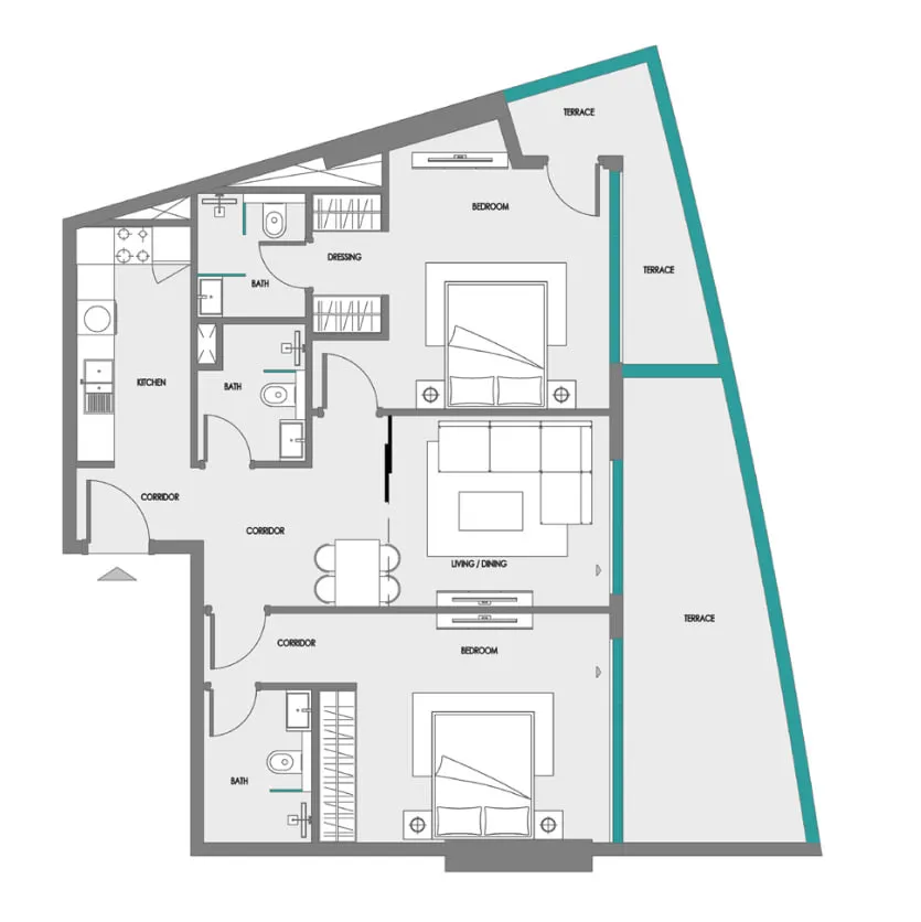 Floor plan — 2 BR