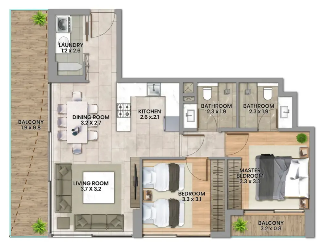 Floor plan — 2 BR