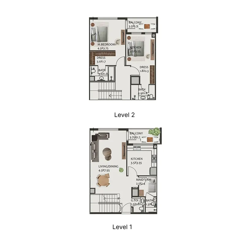 Floor plan — 2 BR
