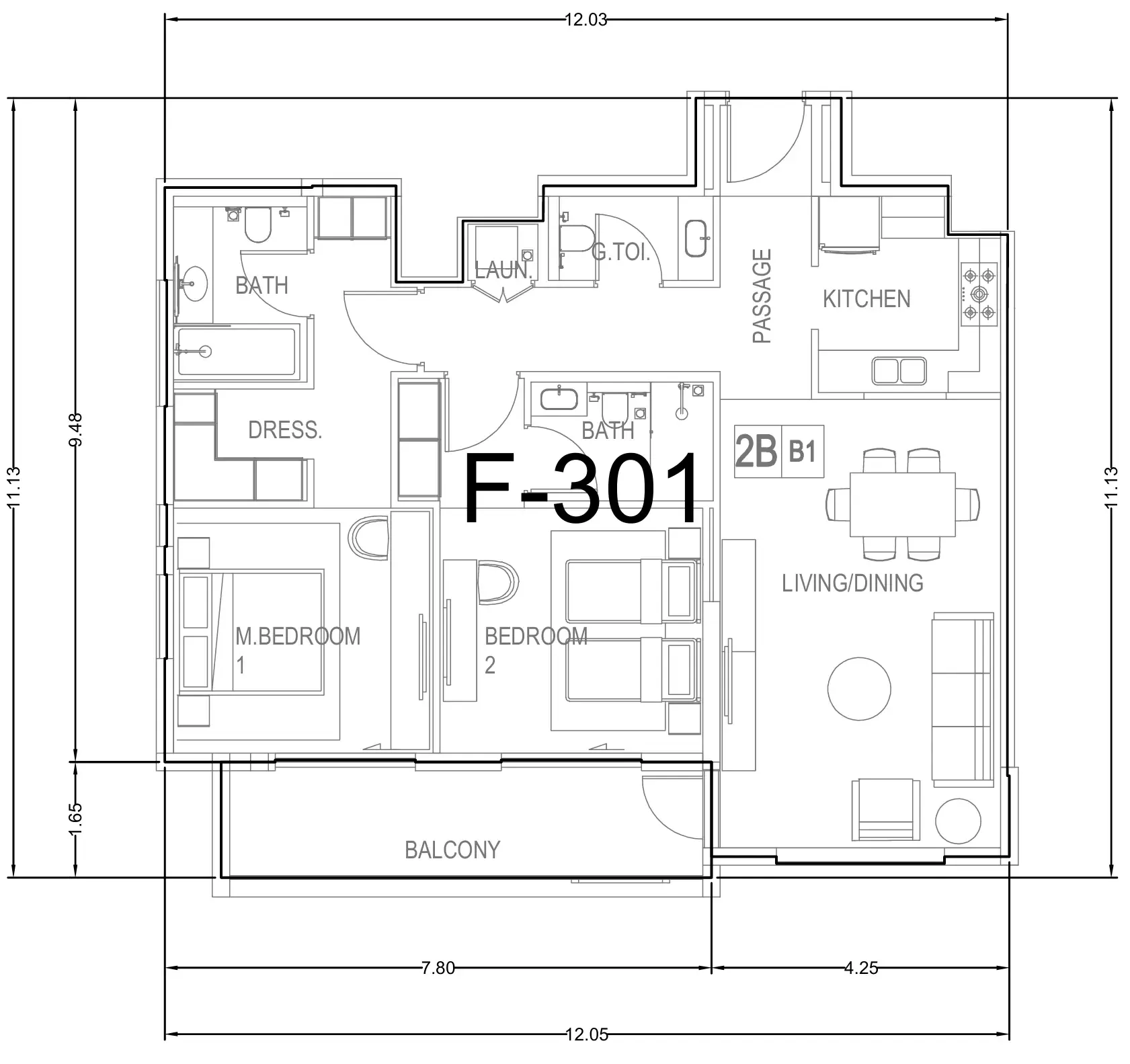 Floor plan — 2 BR