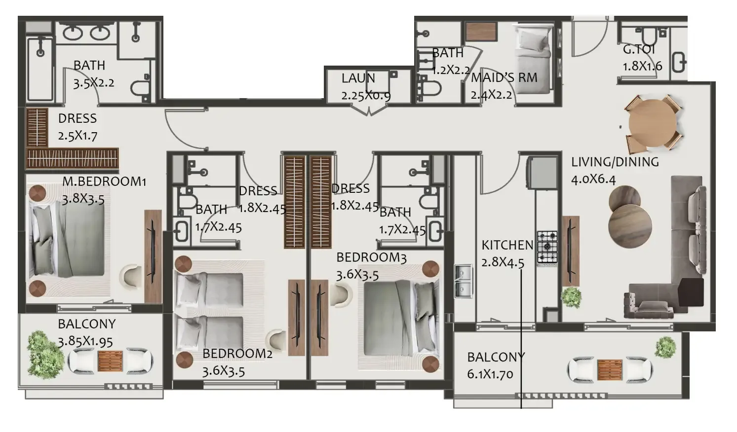 Floor plan — 3 BR
